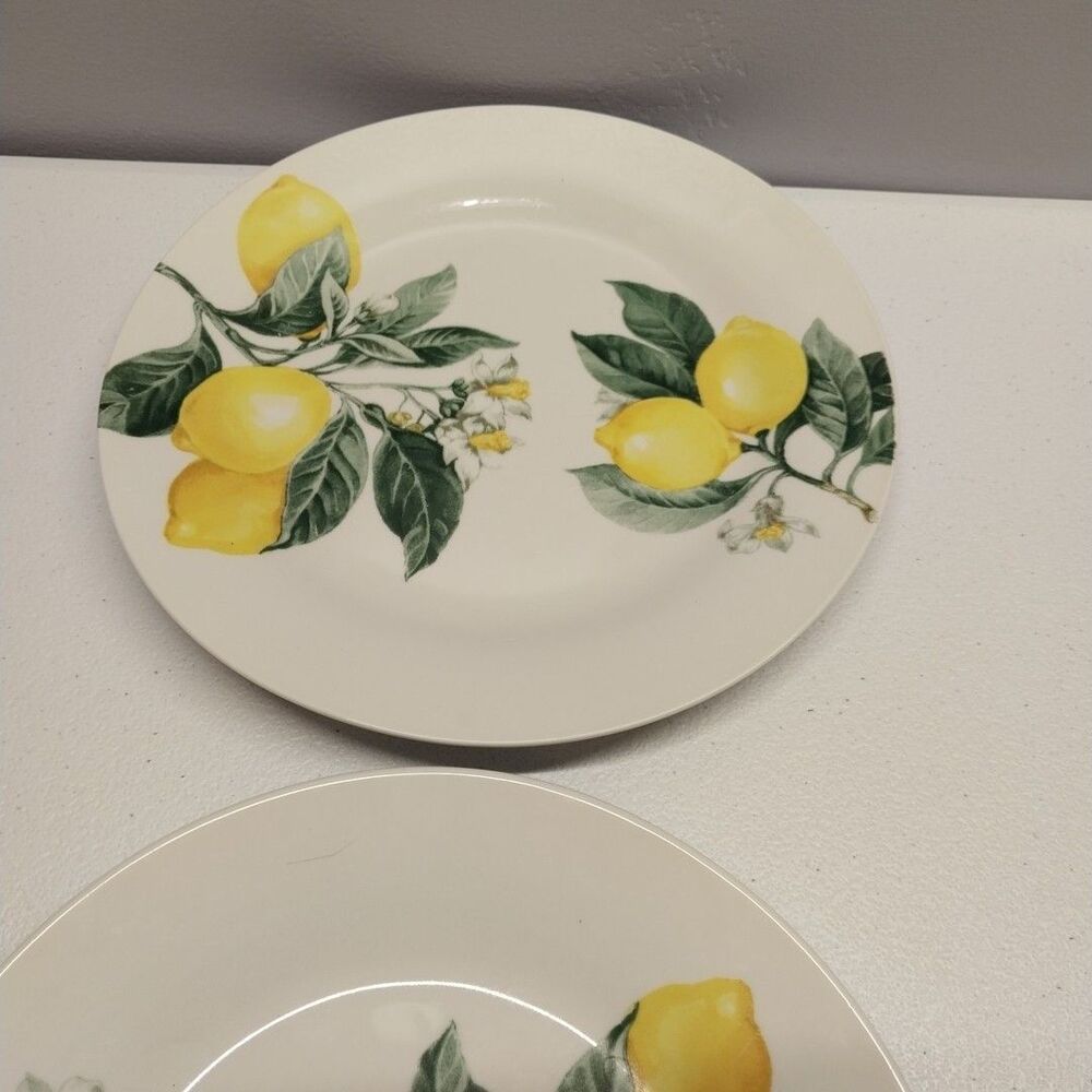 Royal Norfolk Lemon Salad Plates 7.5" Set of 2 Yellow Fruit Dessert - Picture 3 of 9
